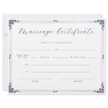 Certificado de Casamento Rústico Elegant Script
