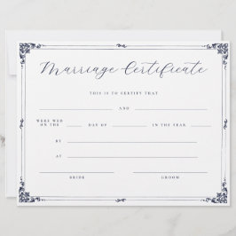 Certificado de Casamento Rústico Elegant Script