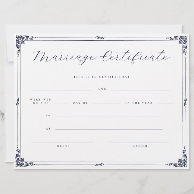 Certificado de Casamento Rústico Elegant Script (Frente)