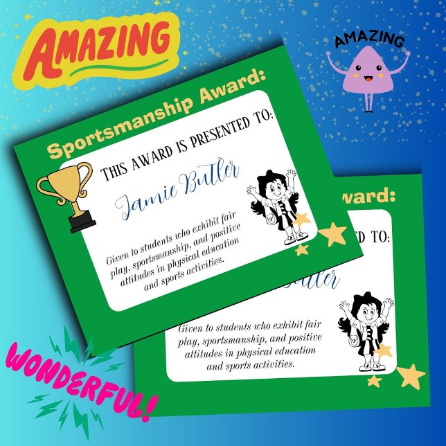 Certificado de classe desportiva de prêmio desport (Amazing)