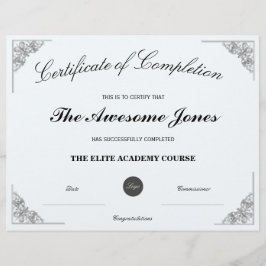 Certificado de conclusão azul com logotipo persona