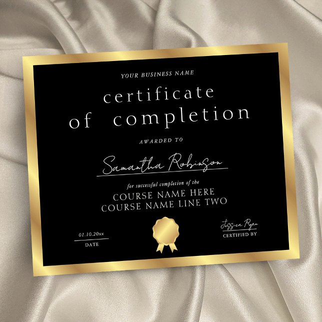 Certificado de Conclusão Black & Gold Prêmio Empre (Criador carregado)