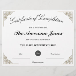 Certificado de conclusão branco com logotipo perso