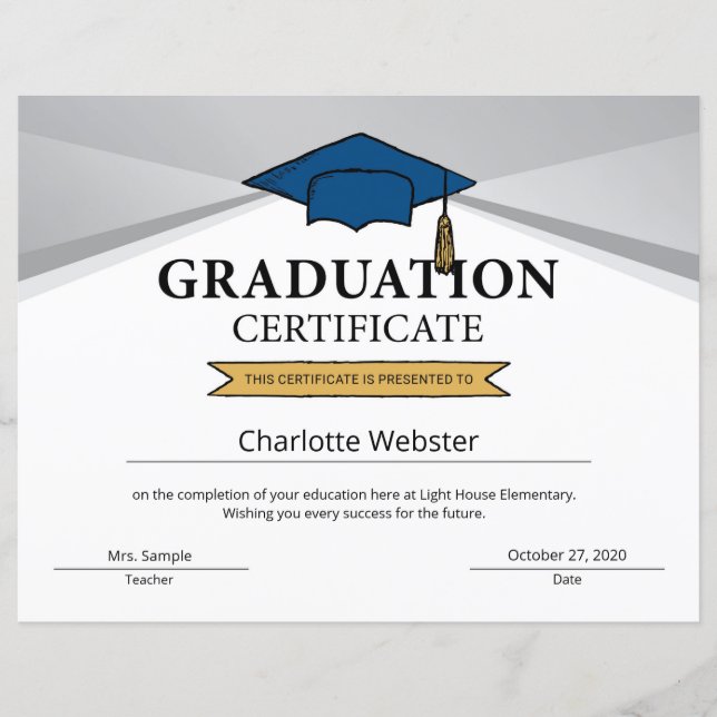Certificado de conclusão de gradação prateada PDF (Frente)
