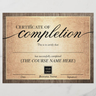 Certificado de conclusão de Prêmio de madeira Do