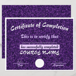 Certificado de conclusão de roxo da bateria