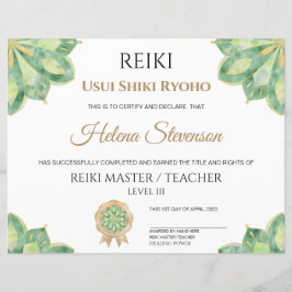 Certificado de conclusão de Yoga em Reiki