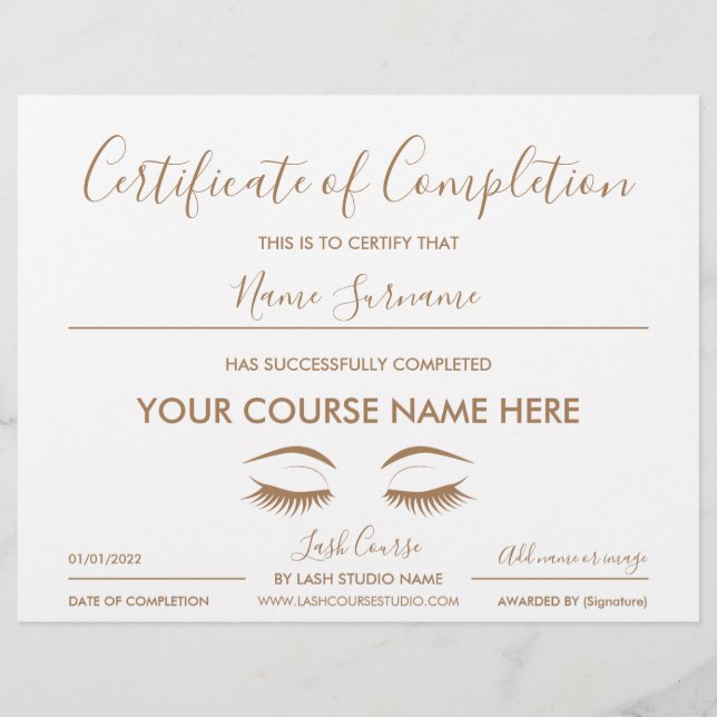 certificado de conclusão do curso de cílios (Frente)