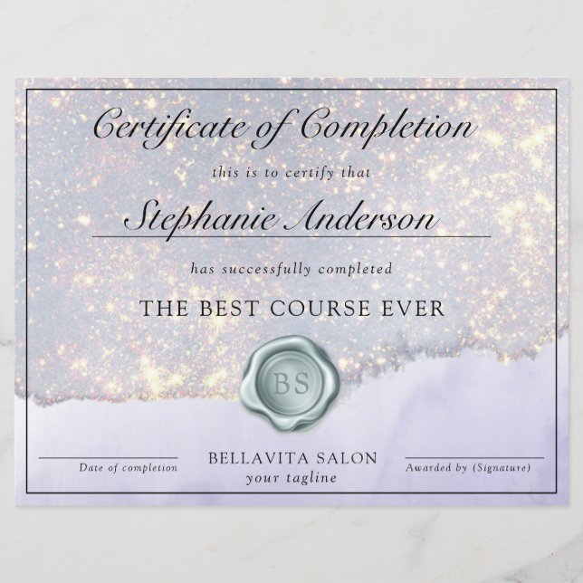 Certificado de Conclusão do Curso Luxe Glam Glitte (Frente)