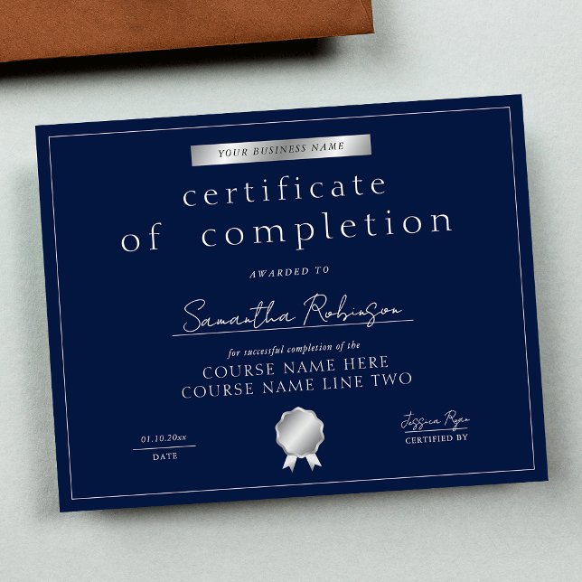 Certificado de Conclusão do Curso Prata e Azul-Mar (Criador carregado)