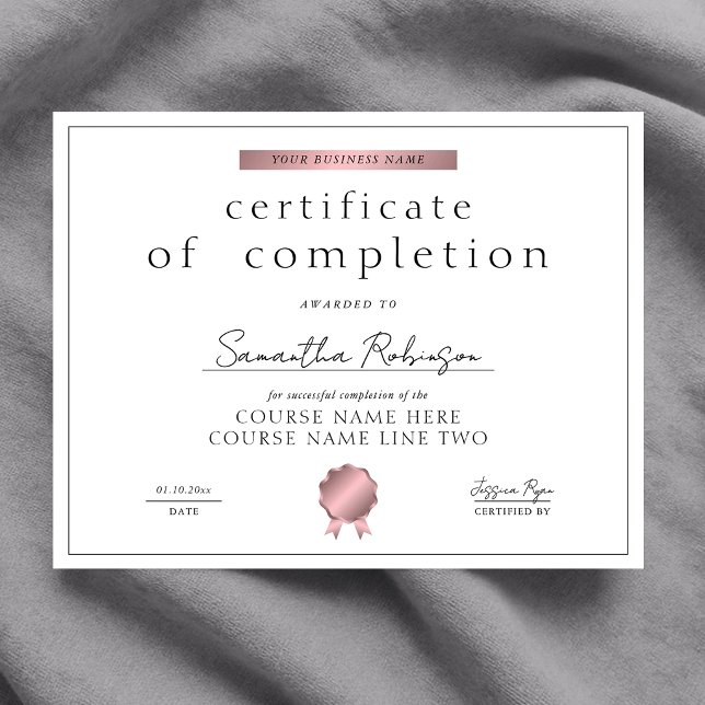 Certificado de Conclusão do Curso Prêmio Chic Rose (Criador carregado)
