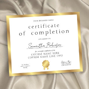 Certificado de Conclusão do Efeito Dourado Prêmio