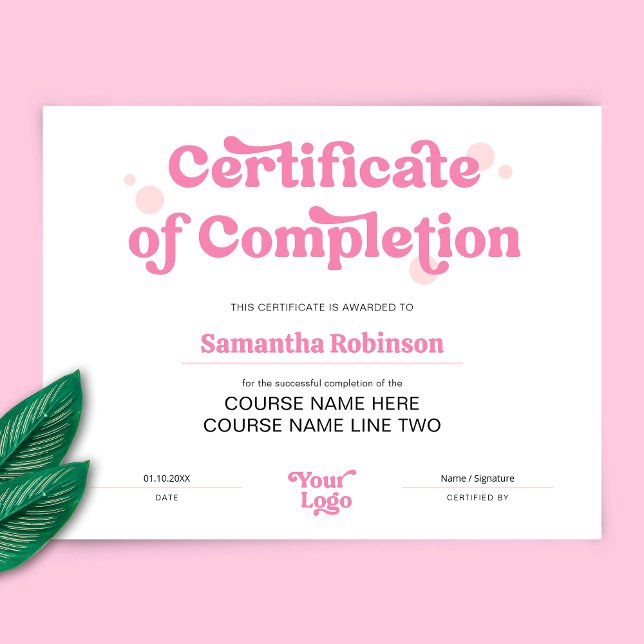 Certificado de conclusão do Prêmio Rosa-Blush Retr (Criador carregado)