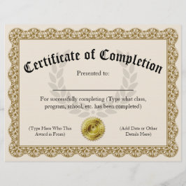 Certificado de Conclusão Dourado Personalizável 21