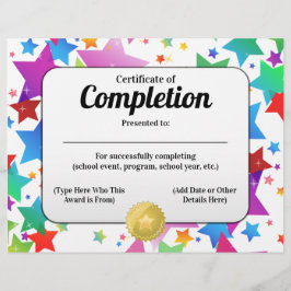 Certificado de Conclusão Estrelas Coloridas 22x28c