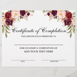 Certificado de Conclusão Floral de Borgonha