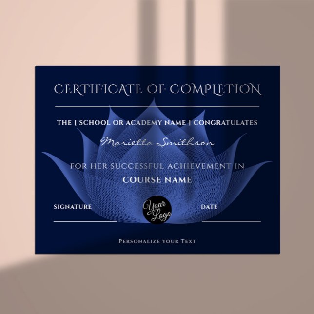 Certificado De Conclusão Lotus Flower Para Yoga Re (Criador carregado)