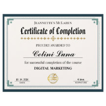 Certificado de Conclusão Moderno Preto e Dourado