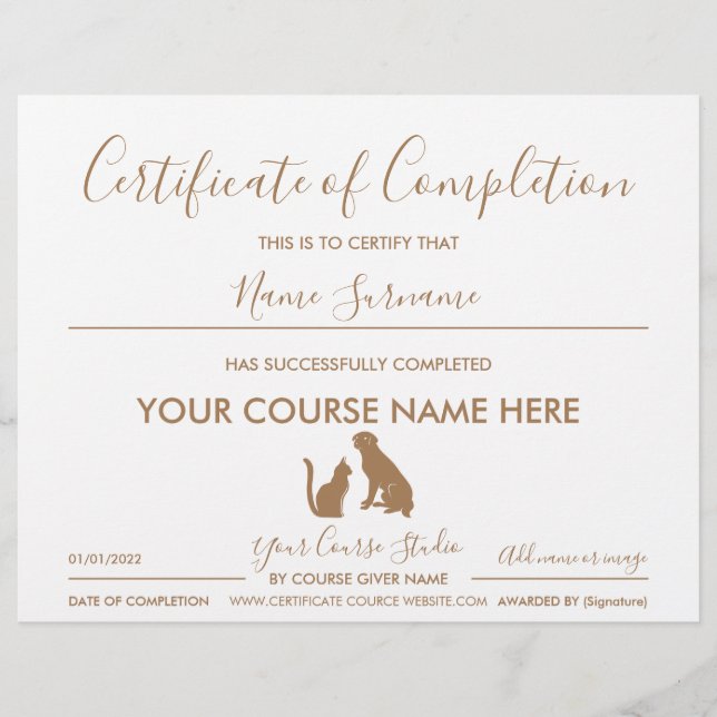 certificado de conclusão pet gato cachorro (Frente)