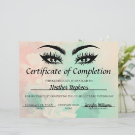 Certificado de Conclusão Prêmio Lash Tech Pastel