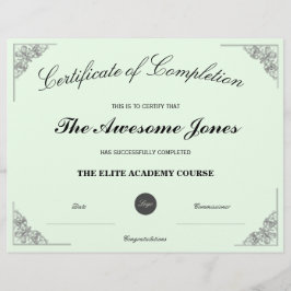 Certificado de conclusão verde com logotipo person