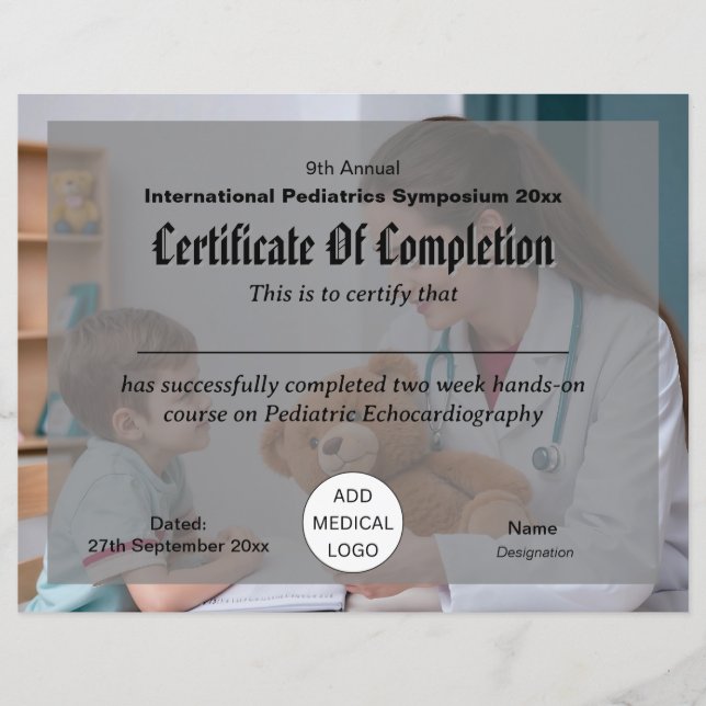 Certificado de Conferência Pediátrica para Médicos (Frente)
