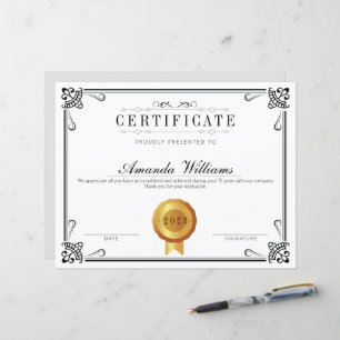 Certificado de Conquista Clássico Elegante