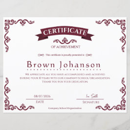 Certificado de Conquista Clássico Vintage Elegante