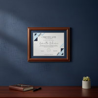 Certificado de Conquista Geométrico Azul Moderno