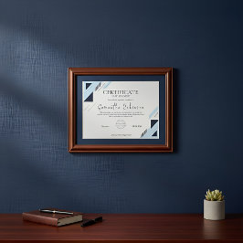 Certificado de Conquista Geométrico Azul Moderno