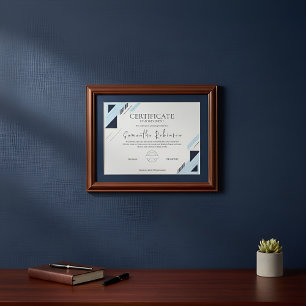 Certificado de Conquista Geométrico Azul Moderno 