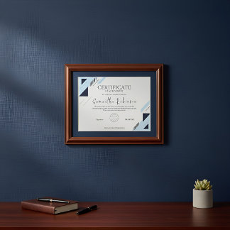 Certificado de Conquista Geométrico Azul Moderno
