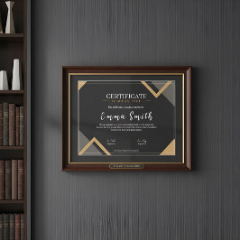 Certificado de Conquista Preto Elegante em Ouro De