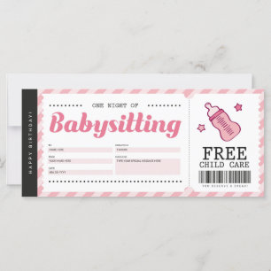 Certificado de Cupom de Presente Rosa Babysitting