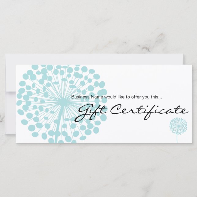 Certificado de Dandelion Flor Azul Design 4b (Frente)