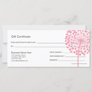 Certificado de Dandelion Flor Rosa Design 4