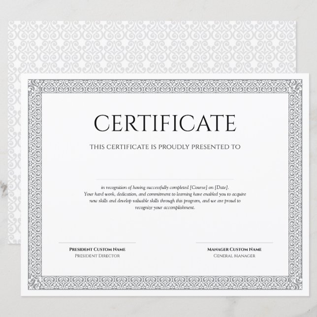 Certificado de Diploma Clássico Elegante para impr (Frente/Verso)