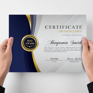 Certificado de Excelência Blue & Gold Award