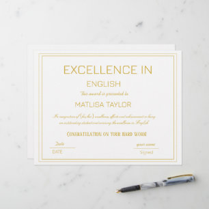 Certificado de excelência em inglês