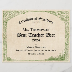 Certificado de Excelência para o Melhor Professor 