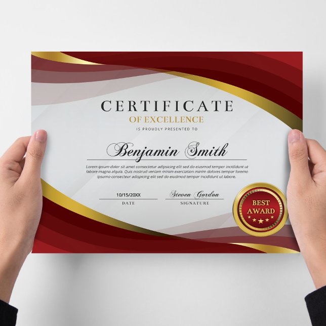 Certificado de Excelência Prata e Ouro (Criador carregado)