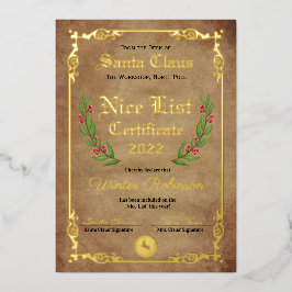 Certificado de folha de papai noel Nice