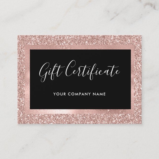 Certificado de Glitter Dourado e de Presente Preto (Frente)