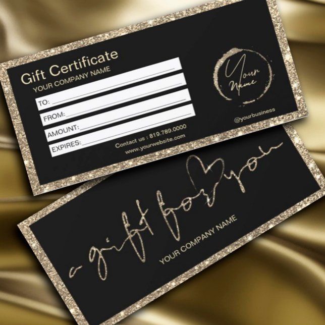Certificado de Glitter Dourado Moderno (#zazzlemade #giftcertificate #giftcart #agiftforyou #luxurycard #glittergold)