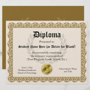 Certificado de licenciatura Dourado 8,5x11