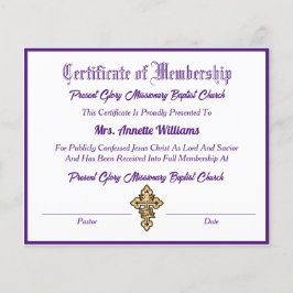 Certificado de Membros da Igreja