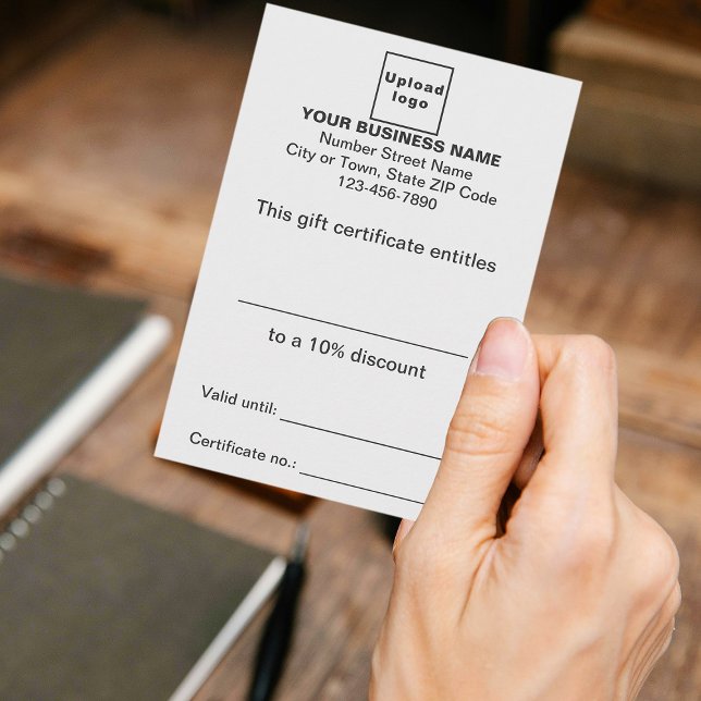 Certificado de Oferta Branca de Negócios (Customer holding business white gift certificate)