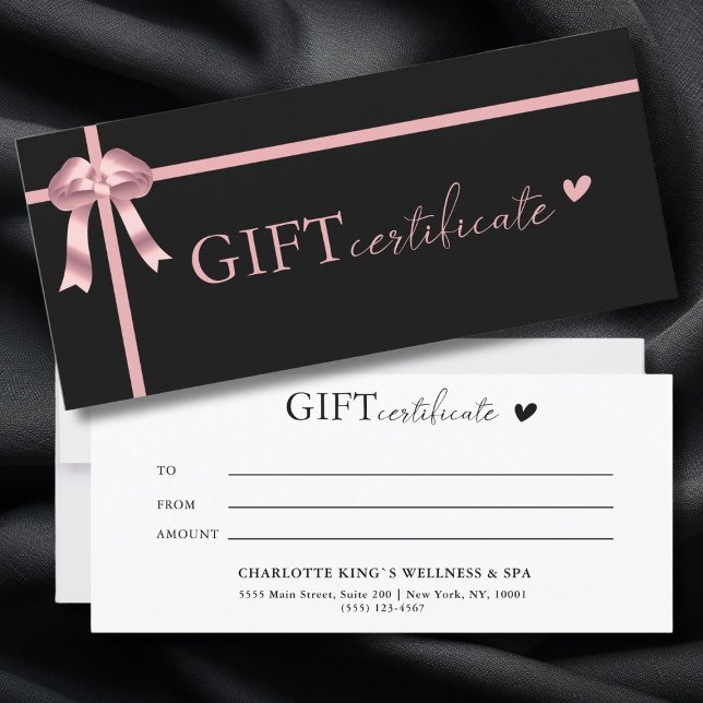 Certificado de oferta comercial específico do clie (Customer specific, Luxury, Elegant, Ribbon, Salon, Black Business Gift Certificate.)