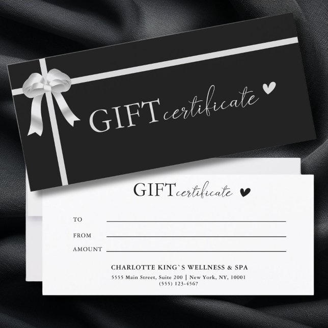Certificado de oferta comercial específico do clie (Customer specific, Luxury, Elegant, Ribbon, Salon, Black Business Gift Certificate.)