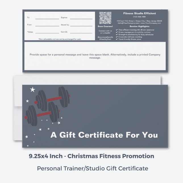 Certificado de oferta de bem-estar corporativo bra (9.25x4 Inch, Grey White Corporate Wellness Gift Certificate)